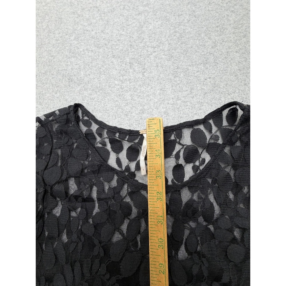 Free People Dress Womens 6 Black Lace Floral Fit & Flare Mini 3/4 Sleeve Lined - Picture 4 of 8